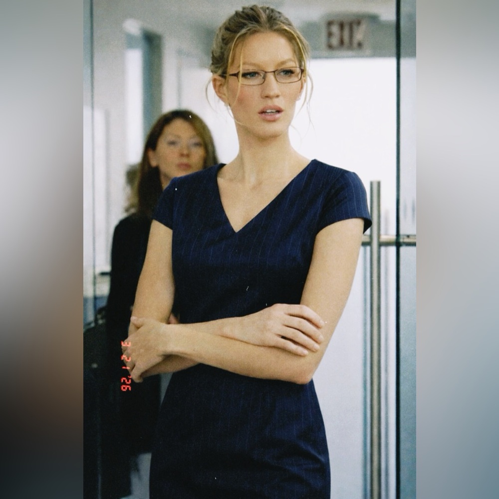 Elegant Navy Blue V-Neck Dress